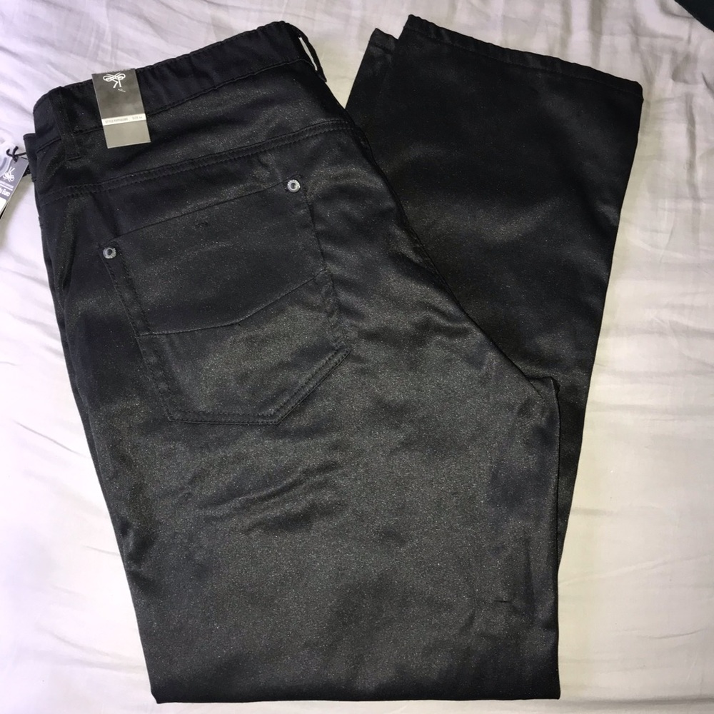 Kaalu Euro Black Satin Stretch Jean Style Pants 44